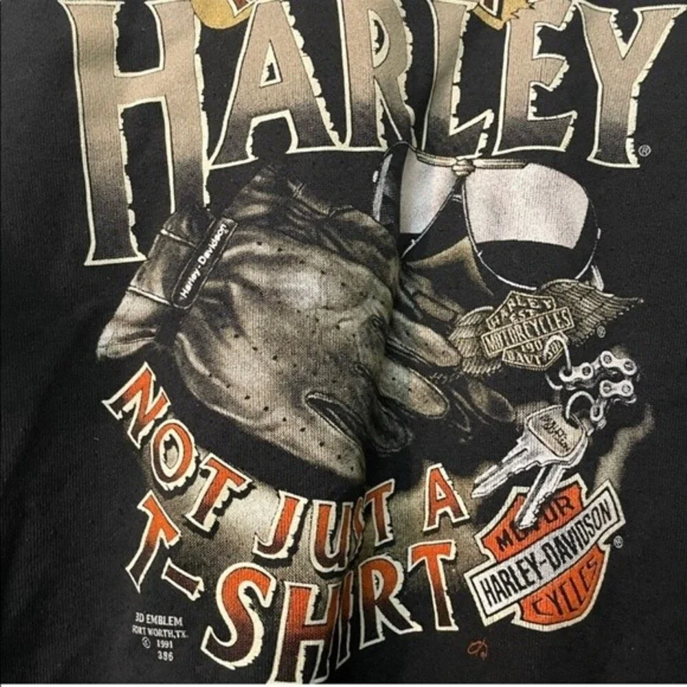 Harley Davidson motorcycle 3D emblem spellout pullover sweatsuit vintage 90s